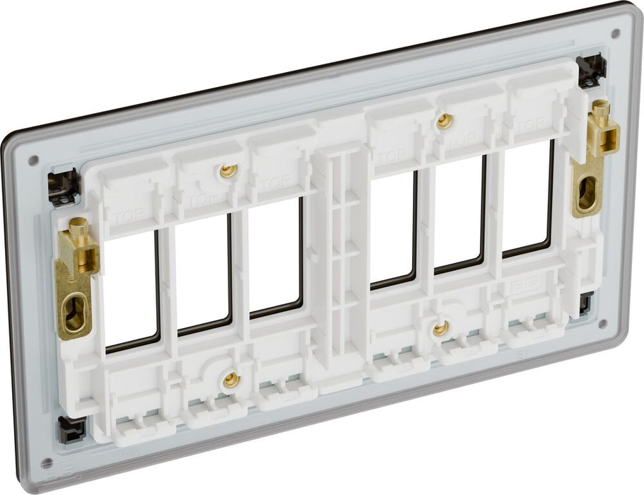 BG GridLite MFBN6 Flatplate Screwless 6G Grid Front Plate - Black Nickel