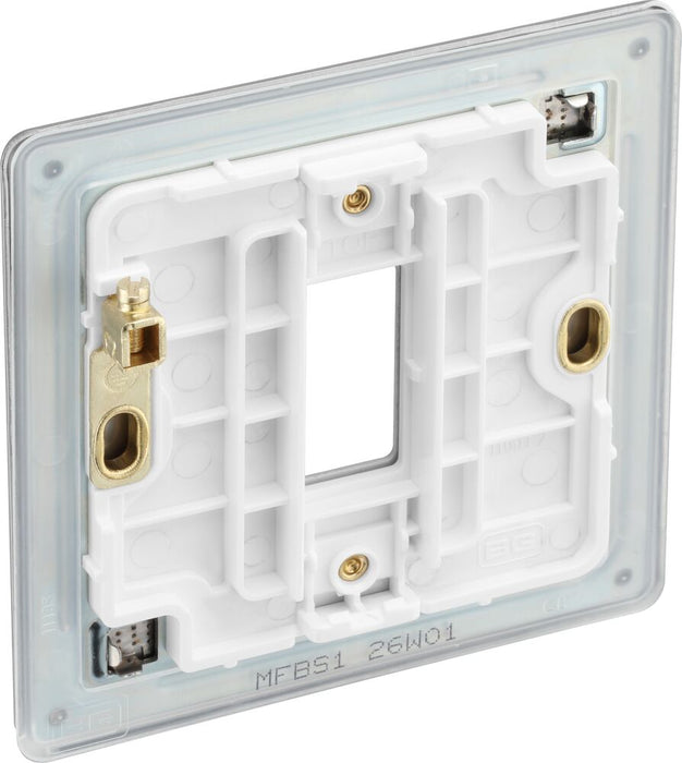 BG GridLite MFBS1 Flatplate Screwless 1G Grid Front Plate - Brushed Steel