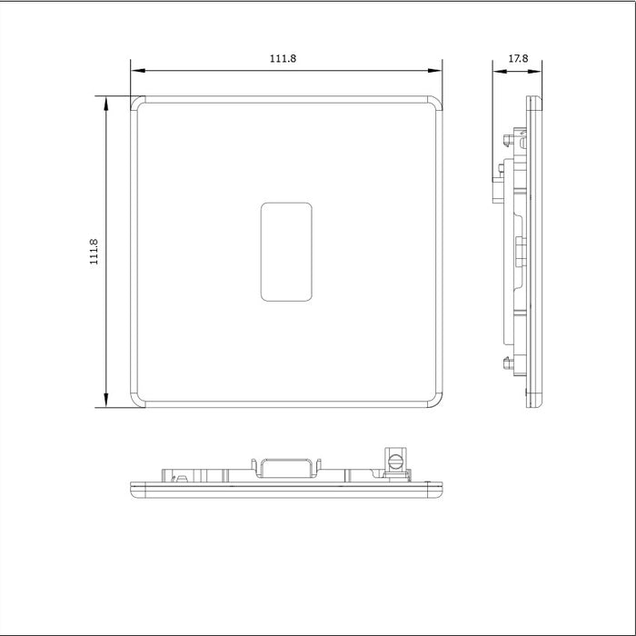 BG GridLite MFBS1 Flatplate Screwless 1G Grid Front Plate - Brushed Steel