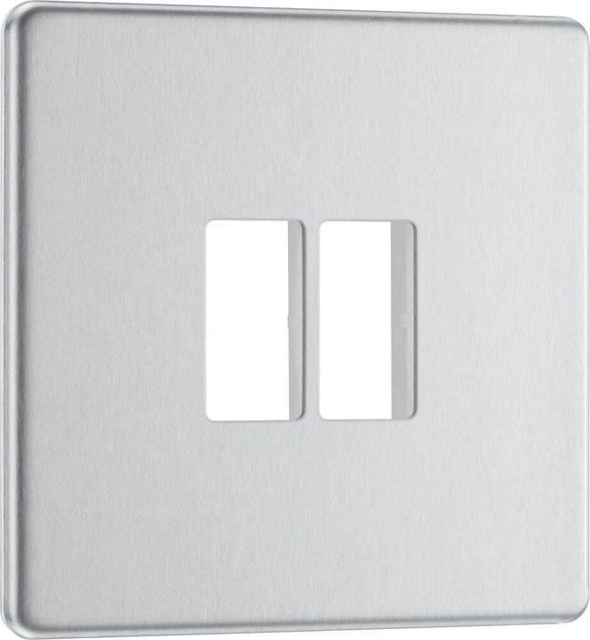 BG GridLite MFBS2 Flatplate Screwless 2G Grid Front Plate - Brushed Steel