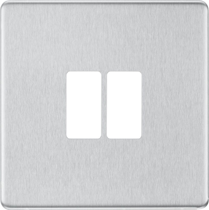 BG GridLite MFBS2 Flatplate Screwless 2G Grid Front Plate - Brushed Steel