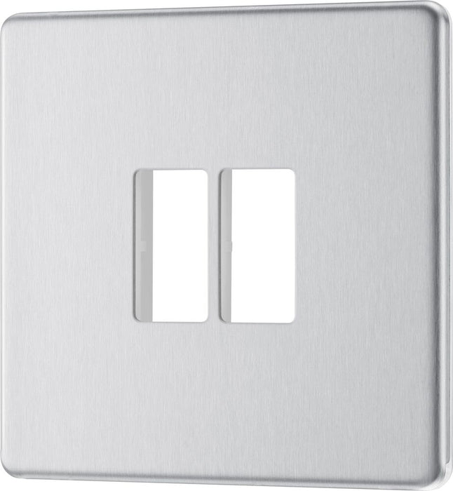 BG GridLite MFBS2 Flatplate Screwless 2G Grid Front Plate - Brushed Steel