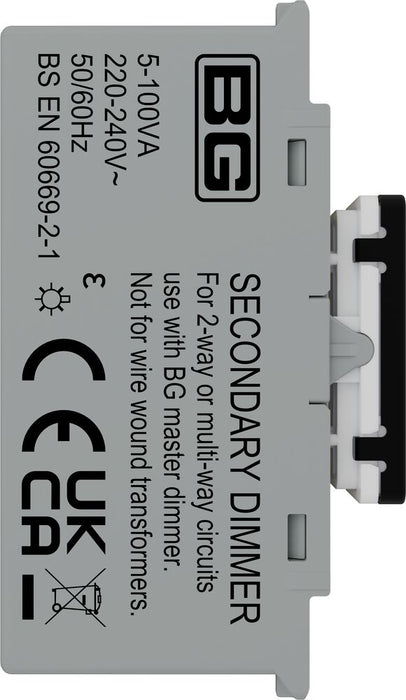 BG GridLite MFBTDS 100W Secondary Touch LED Dimmer Module - Matt Black