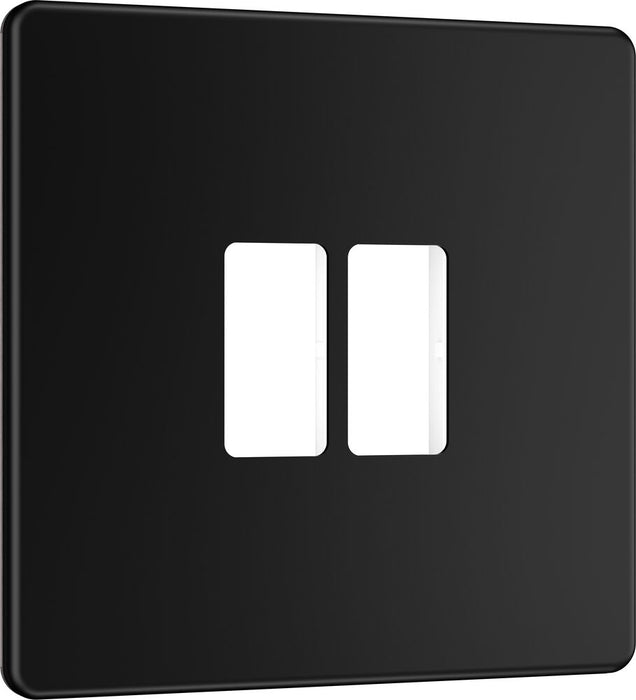 BG GridLite MFFB2 Flatplate Screwless 2G Grid Front Plate - Matt Black
