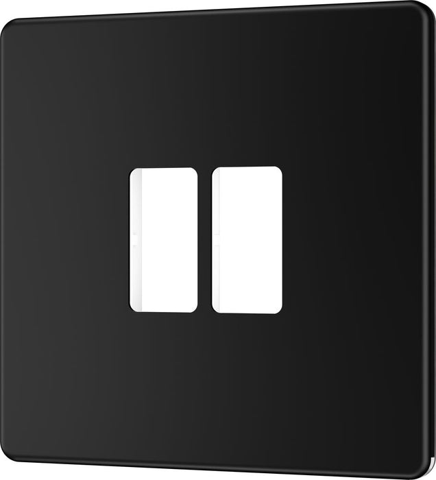 BG GridLite MFFB2 Flatplate Screwless 2G Grid Front Plate - Matt Black