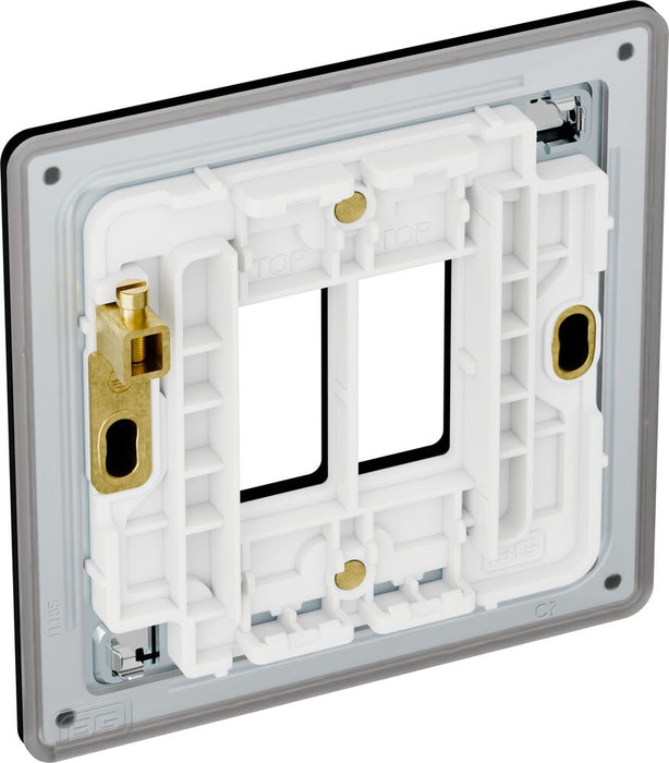 BG GridLite MFFB2 Flatplate Screwless 2G Grid Front Plate - Matt Black
