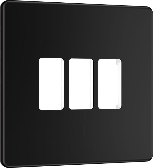 BG GridLite MFFB3 Flatplate Screwless 3G Grid Front Plate - Matt Black