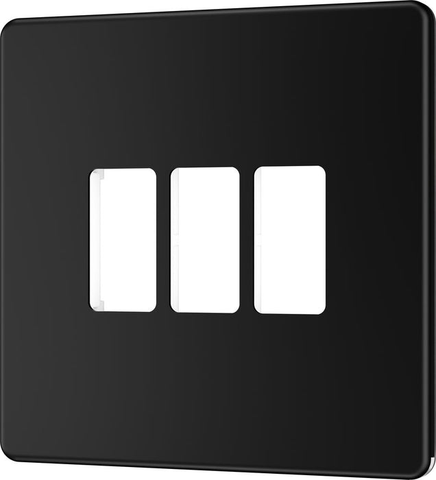 BG GridLite MFFB3 Flatplate Screwless 3G Grid Front Plate - Matt Black
