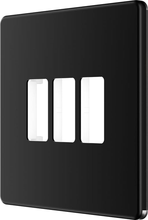 BG GridLite MFFB3 Flatplate Screwless 3G Grid Front Plate - Matt Black