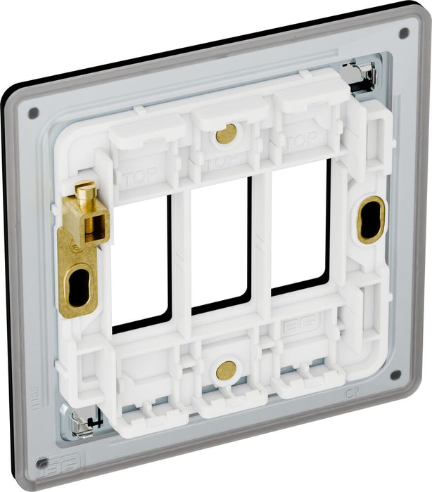 BG GridLite MFFB3 Flatplate Screwless 3G Grid Front Plate - Matt Black