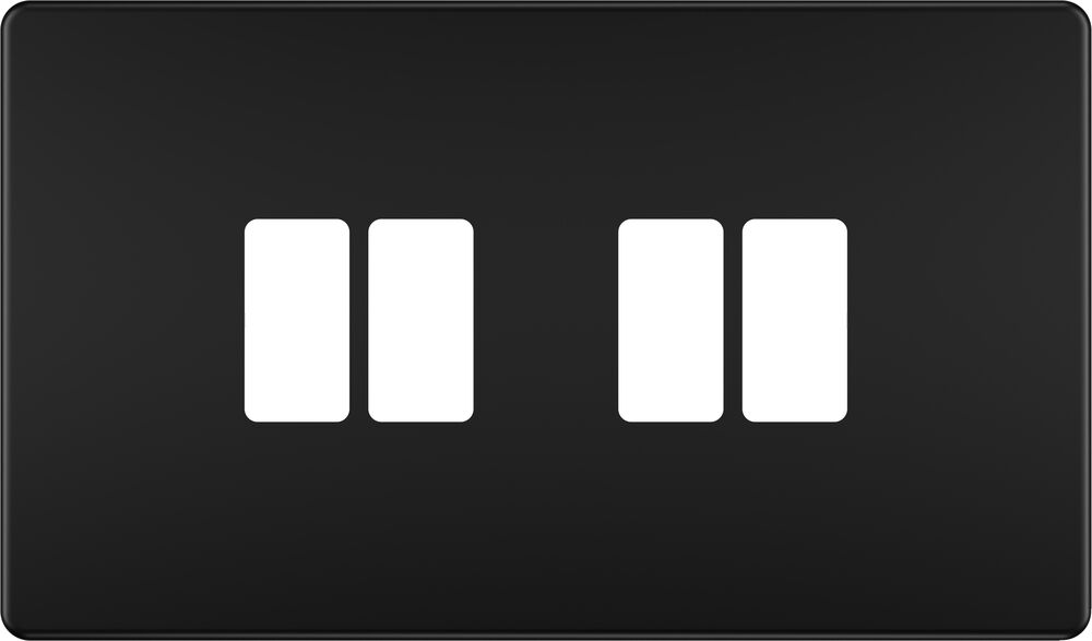 BG GridLite MFFB4 Flatplate Screwless 4G Grid Front Plate - Matt Black