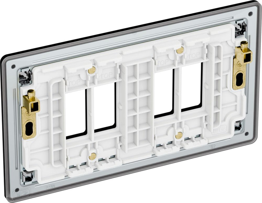 BG GridLite MFFB4 Flatplate Screwless 4G Grid Front Plate - Matt Black