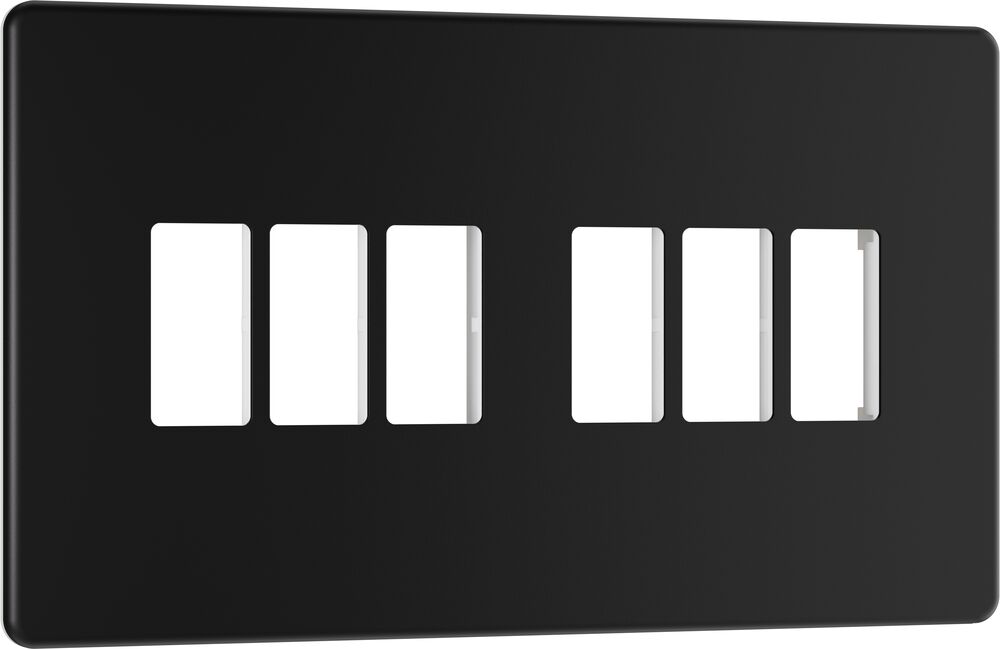 BG GridLite MFFB6 Flatplate Screwless 6G Grid Front Plate - Matt Black