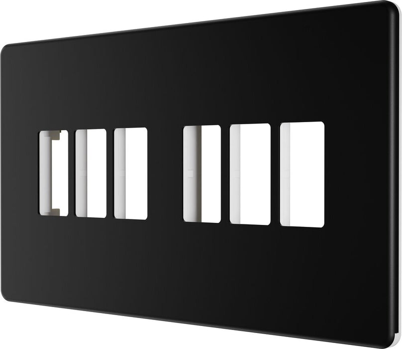 BG GridLite MFFB6 Flatplate Screwless 6G Grid Front Plate - Matt Black
