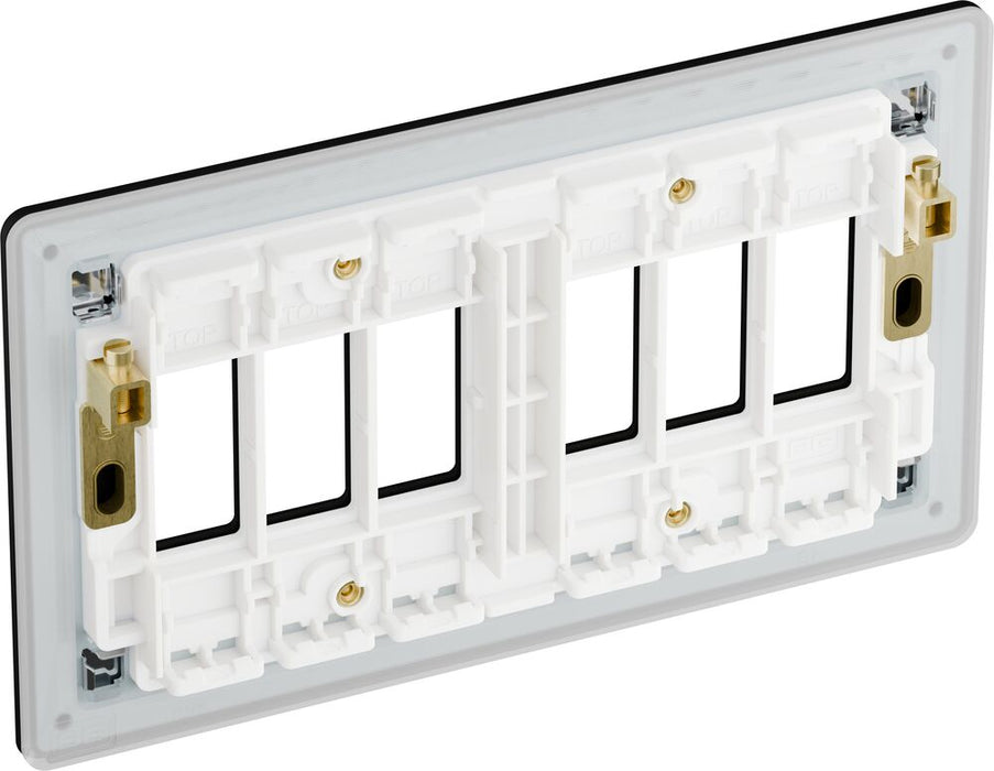 BG GridLite MFFB6 Flatplate Screwless 6G Grid Front Plate - Matt Black