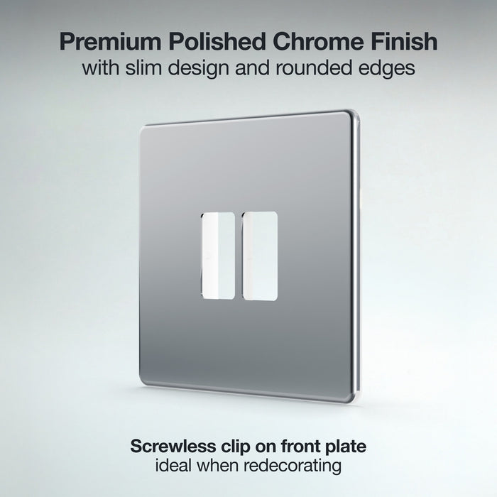 BG GridLite MFPC2 Flatplate Screwless 2G Grid Front Plate - Polished Chrome
