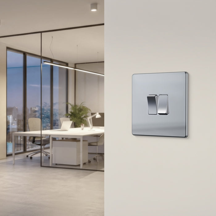 BG GridLite MFPC2 Flatplate Screwless 2G Grid Front Plate - Polished Chrome