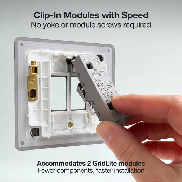 BG GridLite MFPC2 Flatplate Screwless 2G Grid Front Plate - Polished Chrome