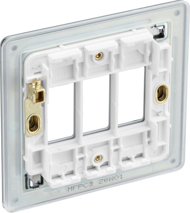 BG GridLite MFPC3 Flatplate Screwless 3G Grid Front Plate - Polished Chrome