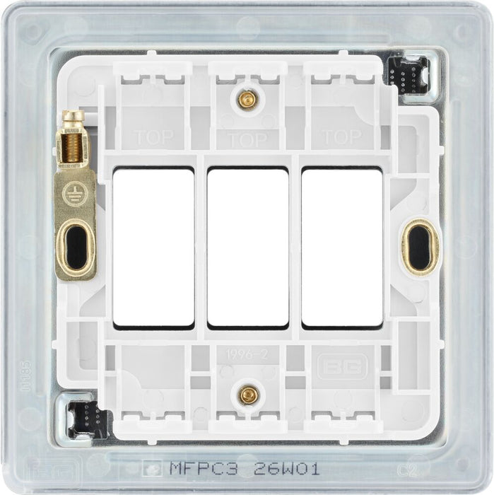 BG GridLite MFPC3 Flatplate Screwless 3G Grid Front Plate - Polished Chrome