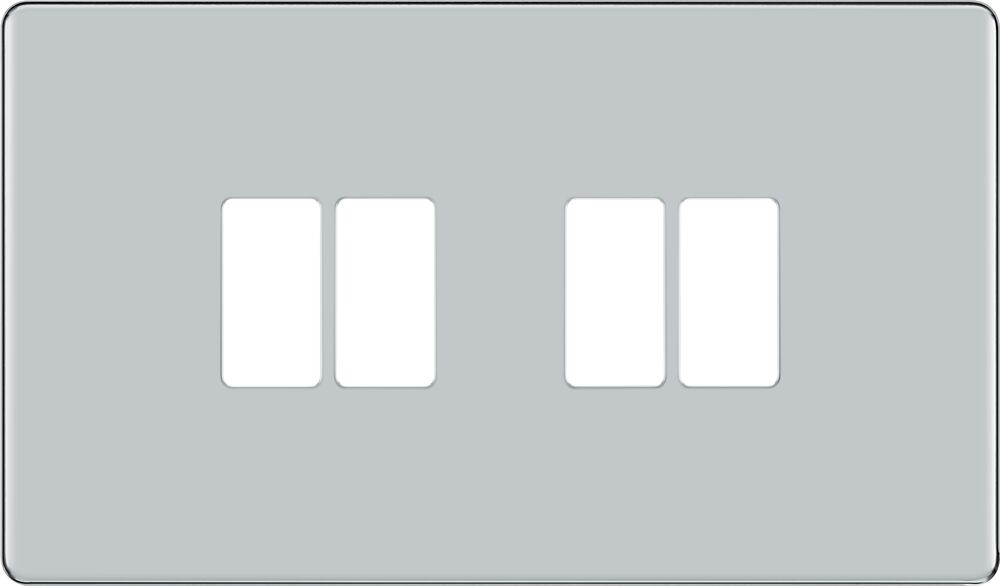 BG GridLite MFPC4 Flatplate Screwless 4G Grid Front Plate - Polished Chrome