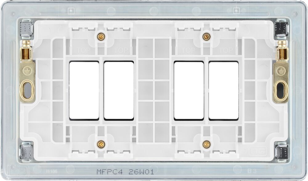 BG GridLite MFPC4 Flatplate Screwless 4G Grid Front Plate - Polished Chrome