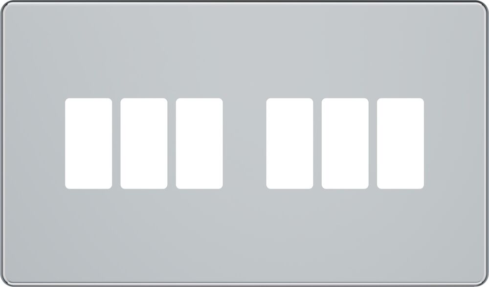 BG GridLite MFPC6 Flatplate Screwless 6G Grid Front Plate - Polished Chrome
