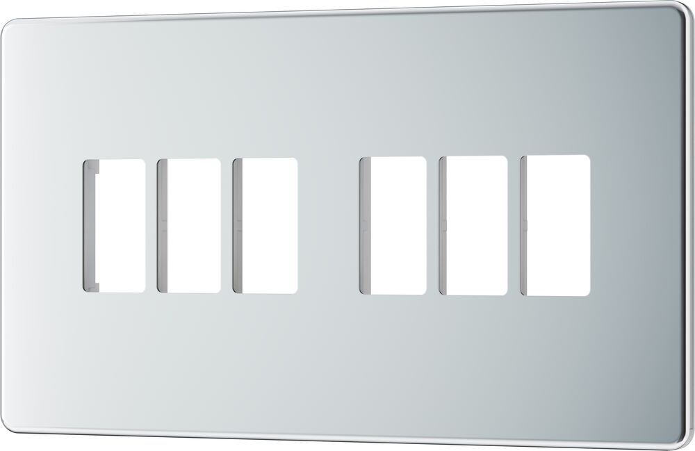 BG GridLite MFPC6 Flatplate Screwless 6G Grid Front Plate - Polished Chrome