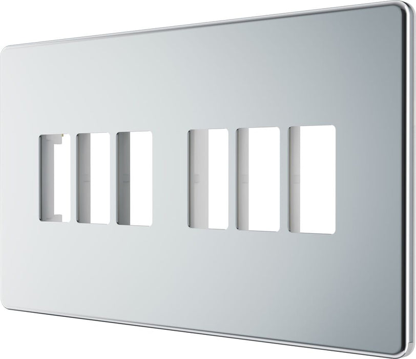 BG GridLite MFPC6 Flatplate Screwless 6G Grid Front Plate - Polished Chrome