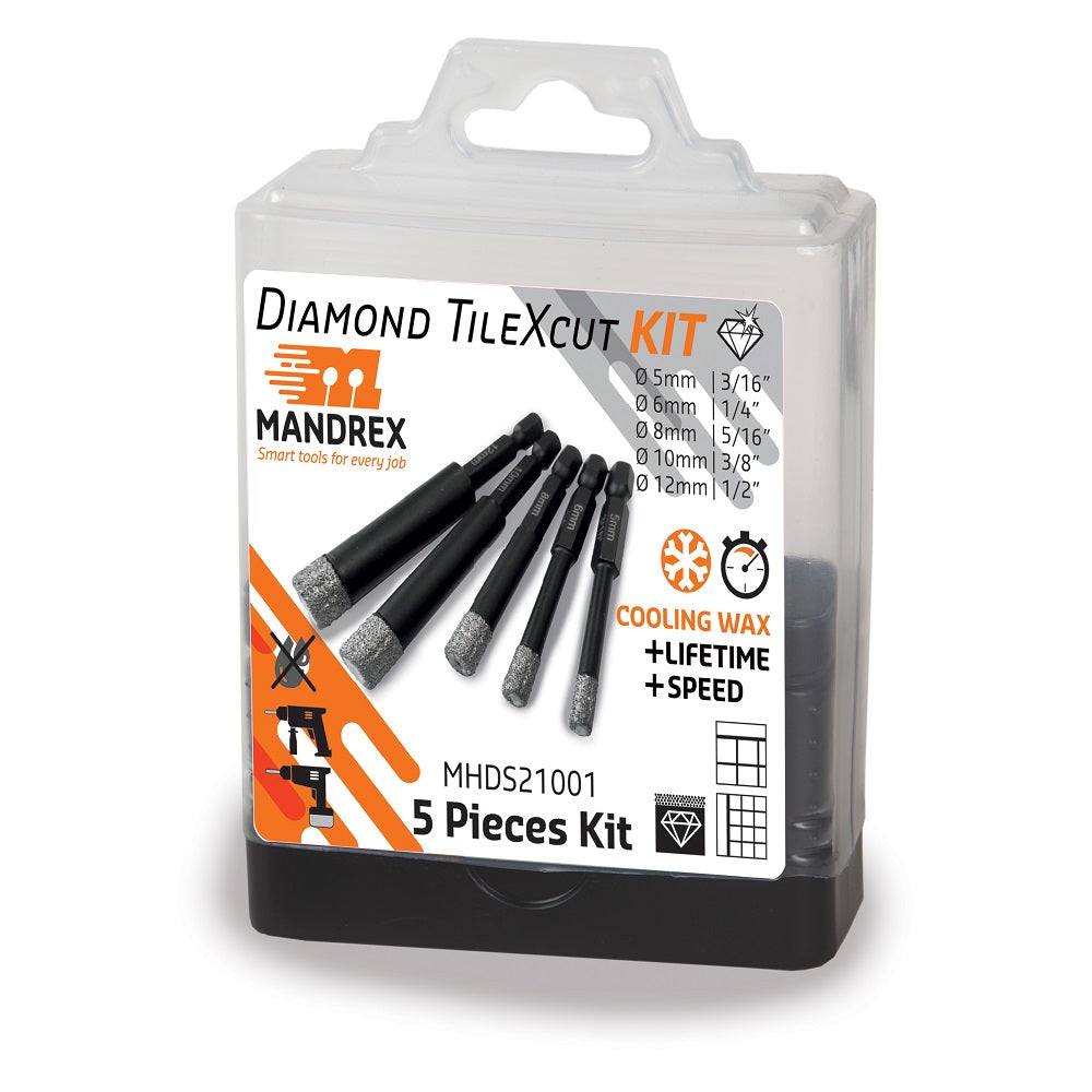 Mandrex Diamond TileXcut Hex Shank Hole Saws
