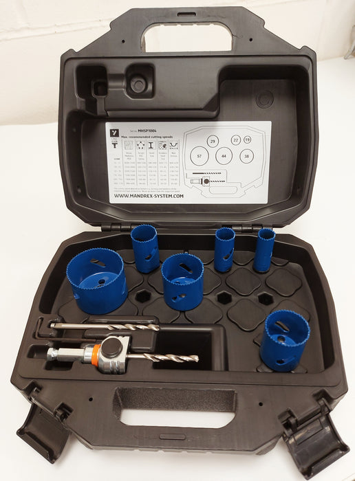 Mandrex MHSP1004 MXqs Hole Saw Kit - Plumber - Pro Fine M42 6 Piece Set & Case