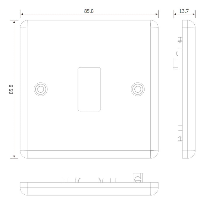 BG GridLite MMC1 Metal Clad 1G Grid Front Plate