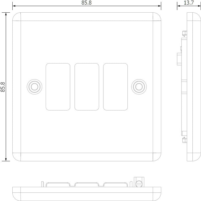 BG GridLite MMC3 Metal Clad 3G Grid Front Plate