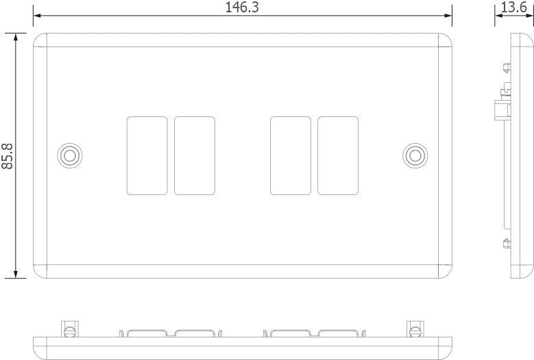 BG GridLite MMC4 Metal Clad 4G Grid Front Plate