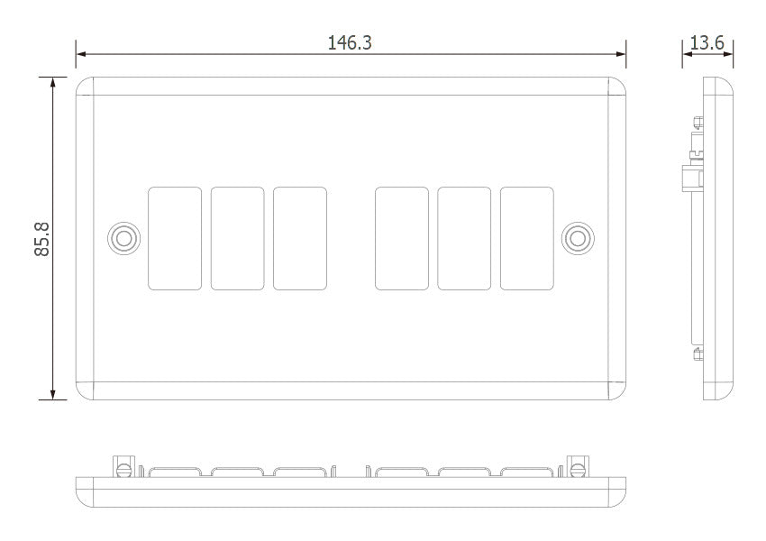 BG GridLite MMC6 Metal Clad 6G Grid Front Plate