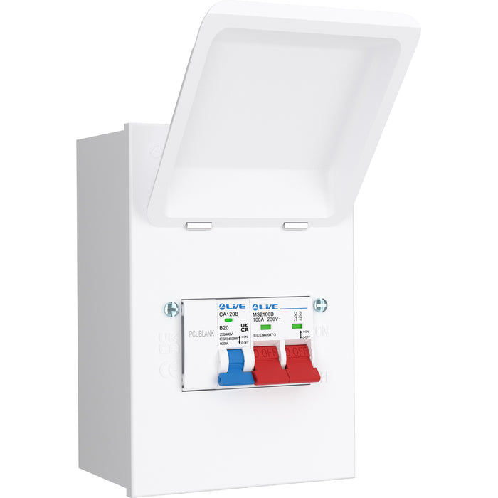LIVE Electrical MMGUMS20 4 Way IP40 Metal Mini Garage Unit with 100A Main Switch, B20A MCB