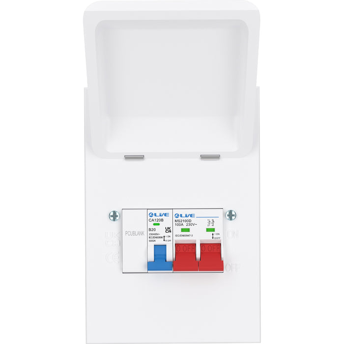 LIVE Electrical MMGUMS20 4 Way IP40 Metal Mini Garage Unit with 100A Main Switch, B20A MCB