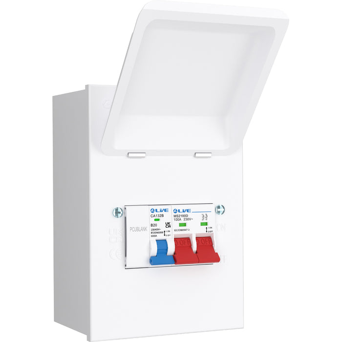 LIVE Electrical MMGUMS32 4 Way IP40 Metal Mini Garage Unit with 100A Main Switch, B32A MCB