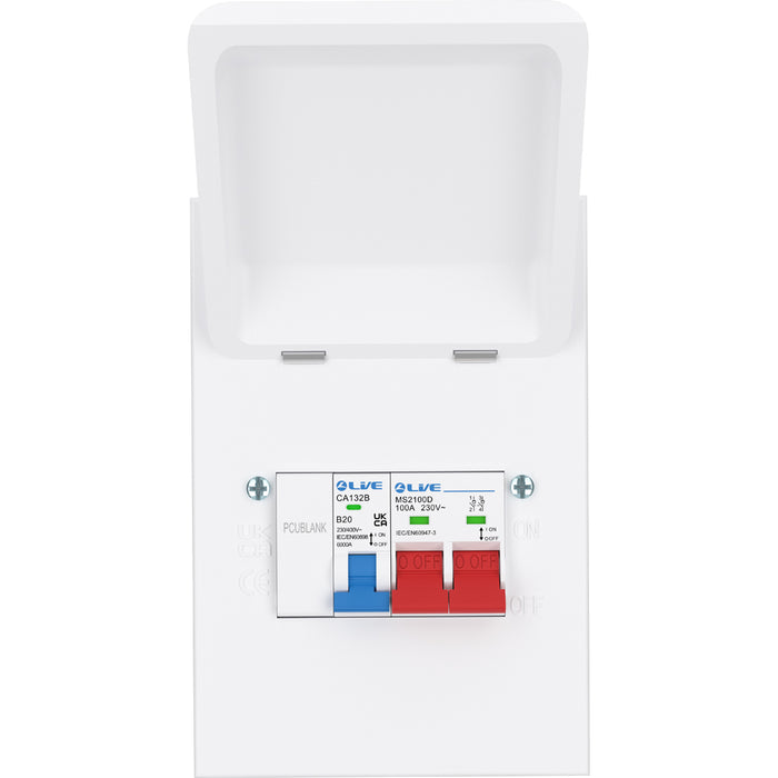LIVE Electrical MMGUMS32 4 Way IP40 Metal Mini Garage Unit with 100A Main Switch, B32A MCB