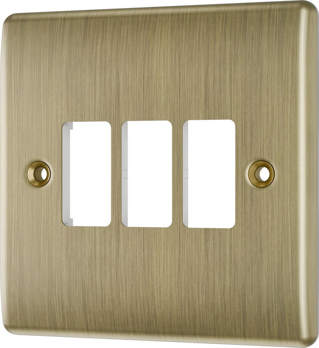 BG GridLite MNAB3 Nexus Metal 3G Grid Front Plate - Antique Brass