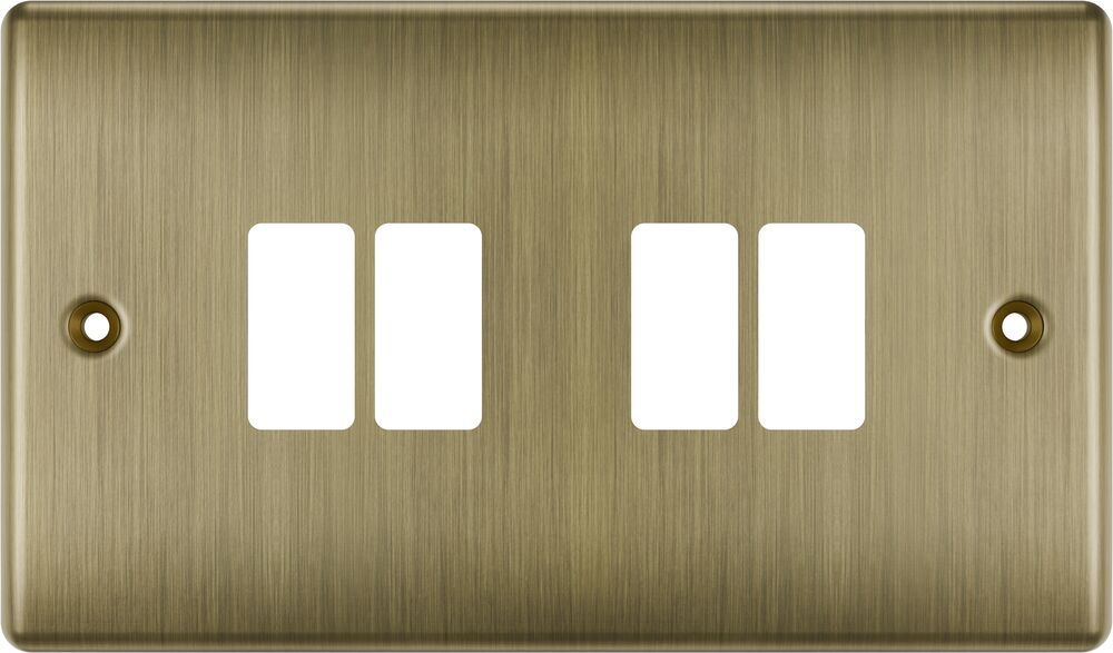 BG GridLite MNAB4 Nexus Metal 4G Grid Front Plate - Antique Brass