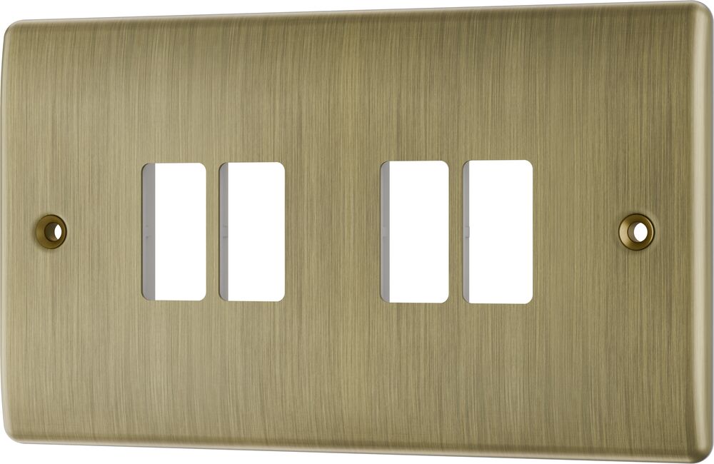 BG GridLite MNAB4 Nexus Metal 4G Grid Front Plate - Antique Brass