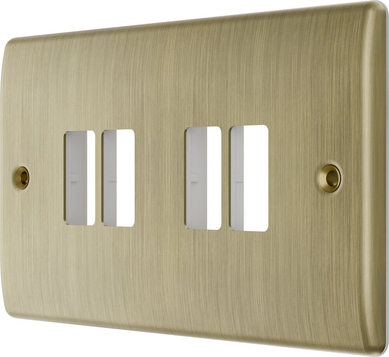 BG GridLite MNAB4 Nexus Metal 4G Grid Front Plate - Antique Brass