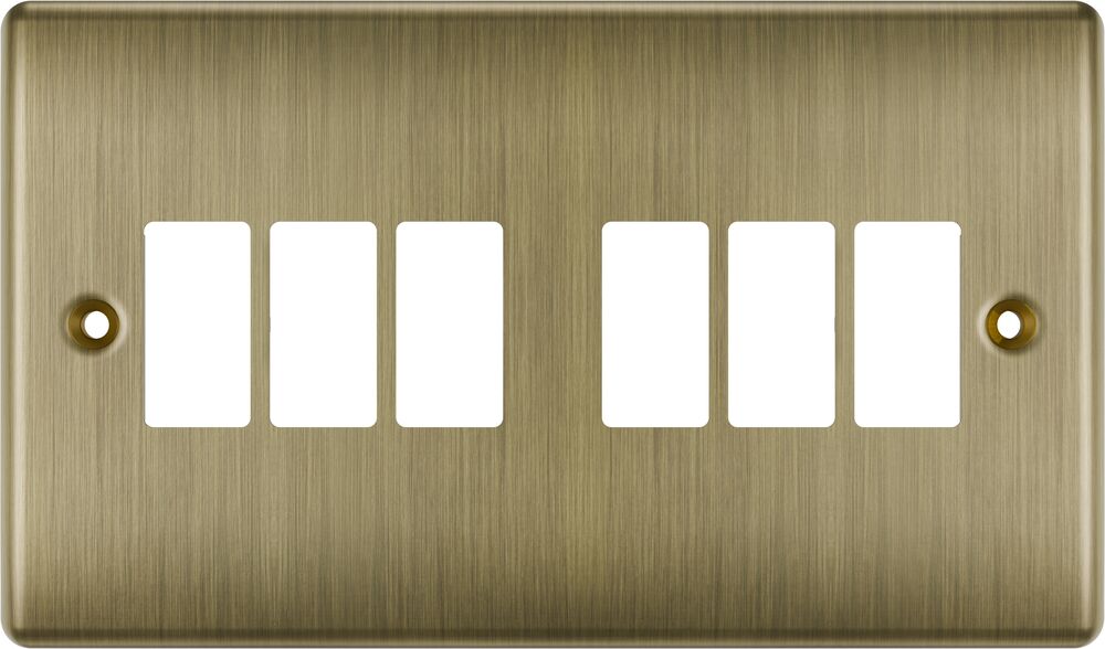 BG GridLite MNAB6 Nexus Metal 6G Grid Front Plate - Antique Brass
