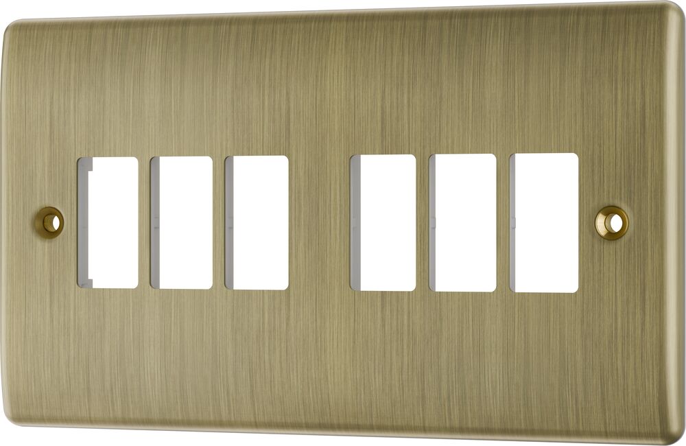 BG GridLite MNAB6 Nexus Metal 6G Grid Front Plate - Antique Brass