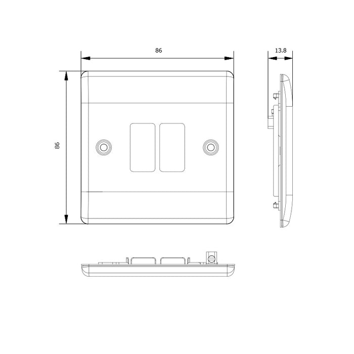 BG GridLite MNBN2 Nexus Metal 2G Grid Front Plate - Black Nickel