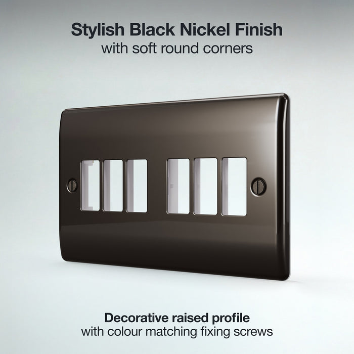 BG GridLite MNBN6 Nexus Metal 6G Grid Front Plate - Black Nickel