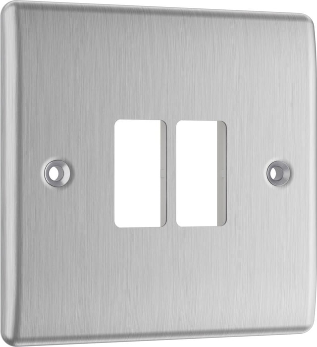BG GridLite MNBS2 Nexus Metal 2G Grid Front Plate - Brushed Steel
