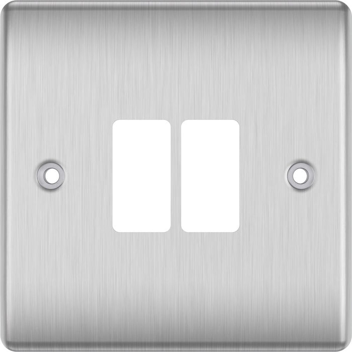 BG GridLite MNBS2 Nexus Metal 2G Grid Front Plate - Brushed Steel