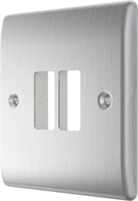 BG GridLite MNBS2 Nexus Metal 2G Grid Front Plate - Brushed Steel